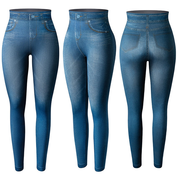 High Waisted Denim Leggings