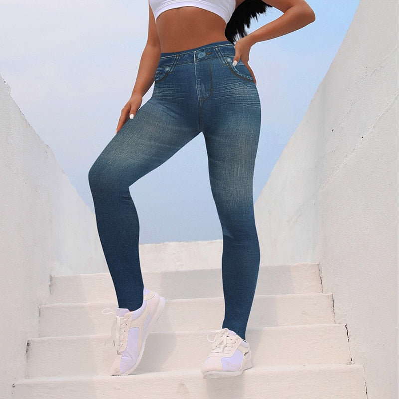 High Waisted Denim Leggings